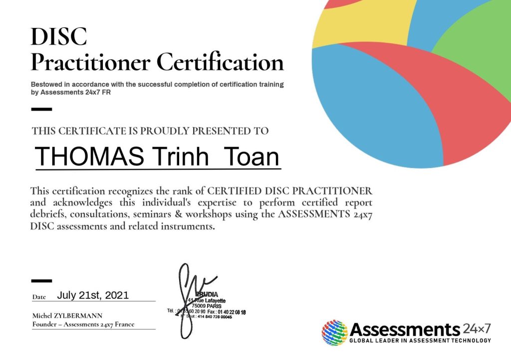 Thomas Trinh A24x7 DISC Certificate